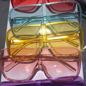 Oversized crystal square fashion sunglasses